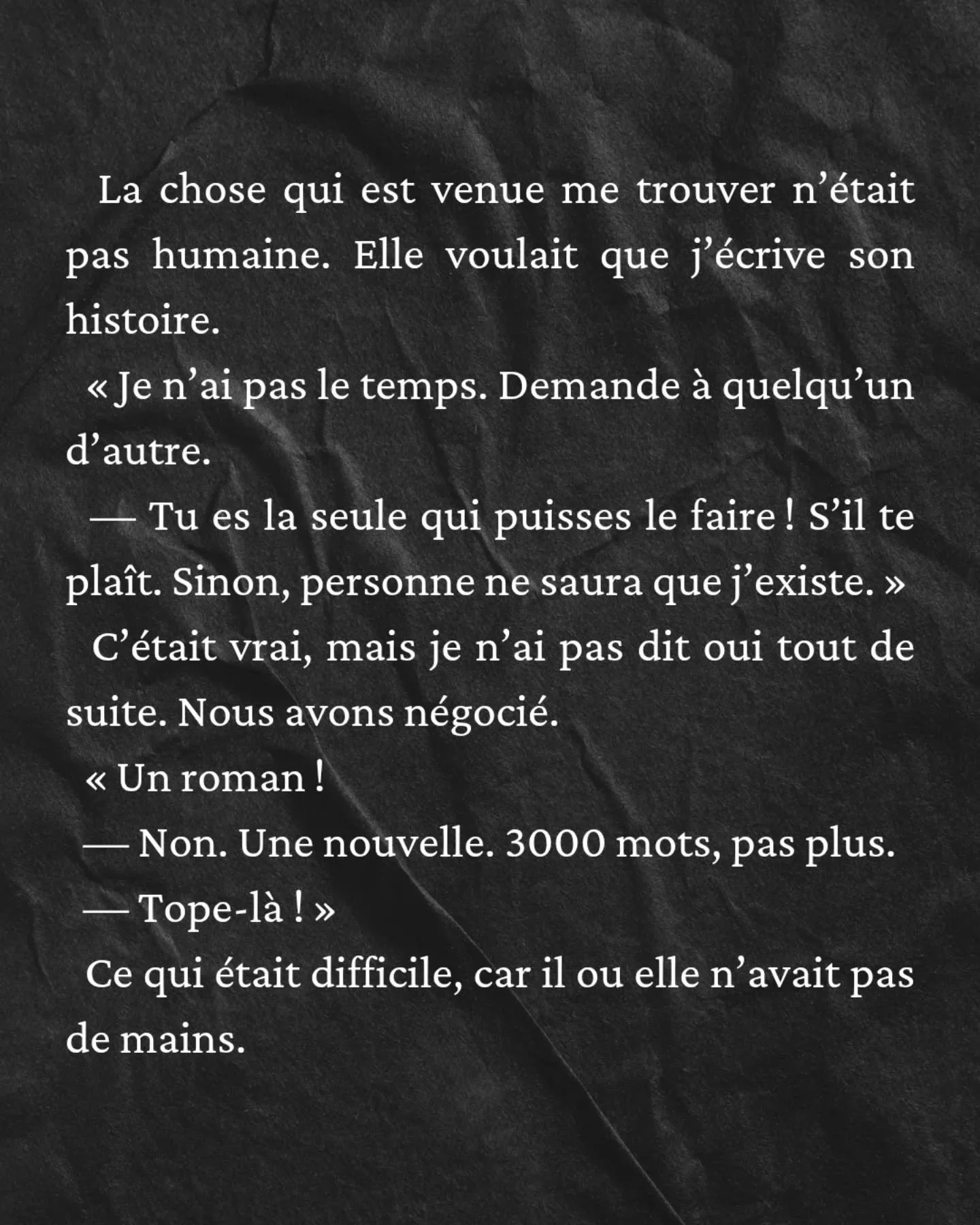 Les id&eacute;es s'invitent sans crier gare. Certaines ne font que passer, d'autres s'accrochent. Celle-l&agrave; a d&eacute;barqu&eacute; au mois de novembre dernier et ne voulait pas me laisser en paix. J'ai &eacute;t&eacute; oblig&eacute;e de l'&e