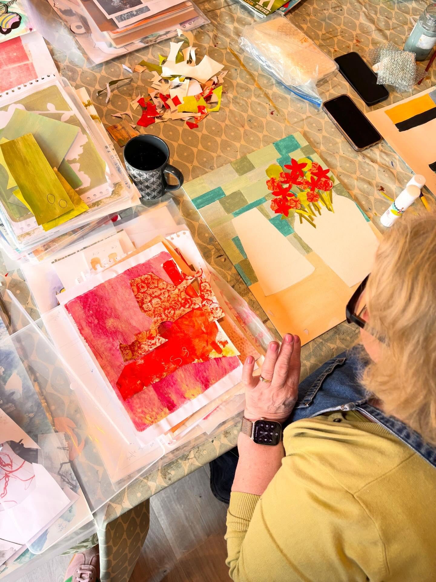 P R O G R E S S  being made on our abstracted still life outcomes. So many ideas flowing with different materials and processes, awesome to see 🙌🎨💗 I&rsquo;ll post the finished pieces soon :)
