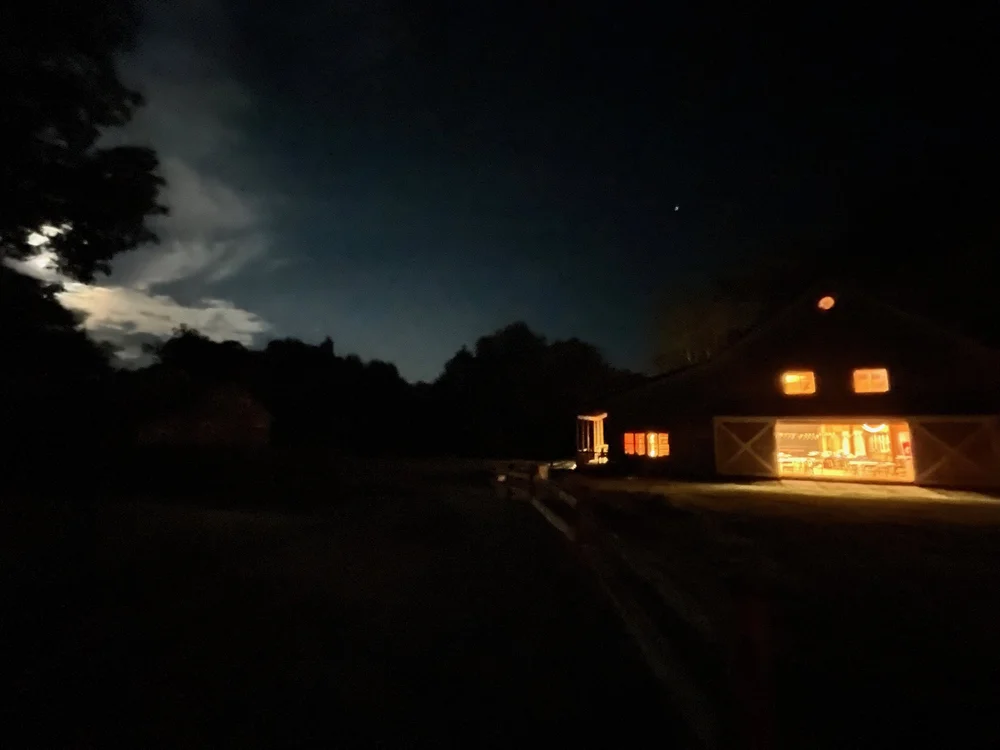 the barn at night