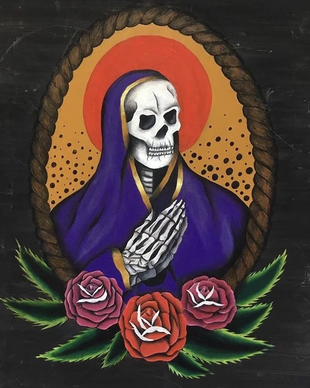 "Pray" Ohut vanerilevy, öljymaali ja tussit, 180 €