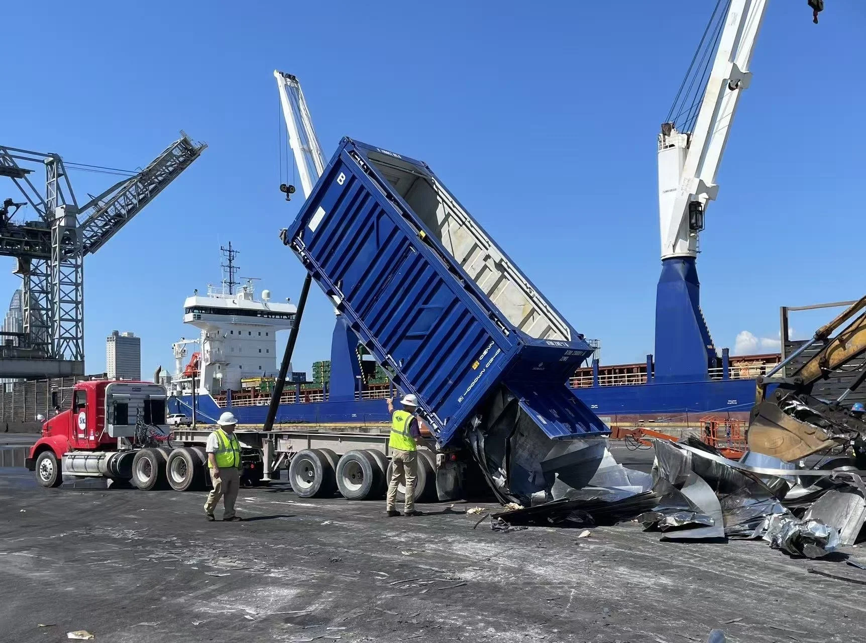 unloading FOT container