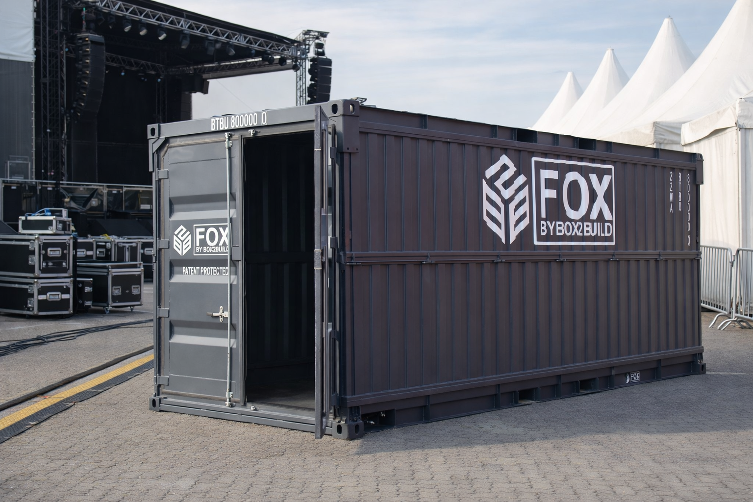 Foldable storage container in event industry