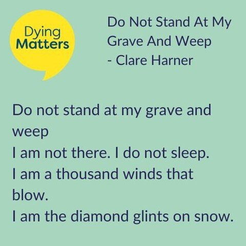 Read the full poem here https://loom.ly/zCd4buc.

Did this poem speak to you?

#DyingMattersAwarenessWeek #dyingmatters #PartofLife #death #grief #poetry @hospiceUK @drkathrynmannix @waynedeleeuw @dorothyhousehc