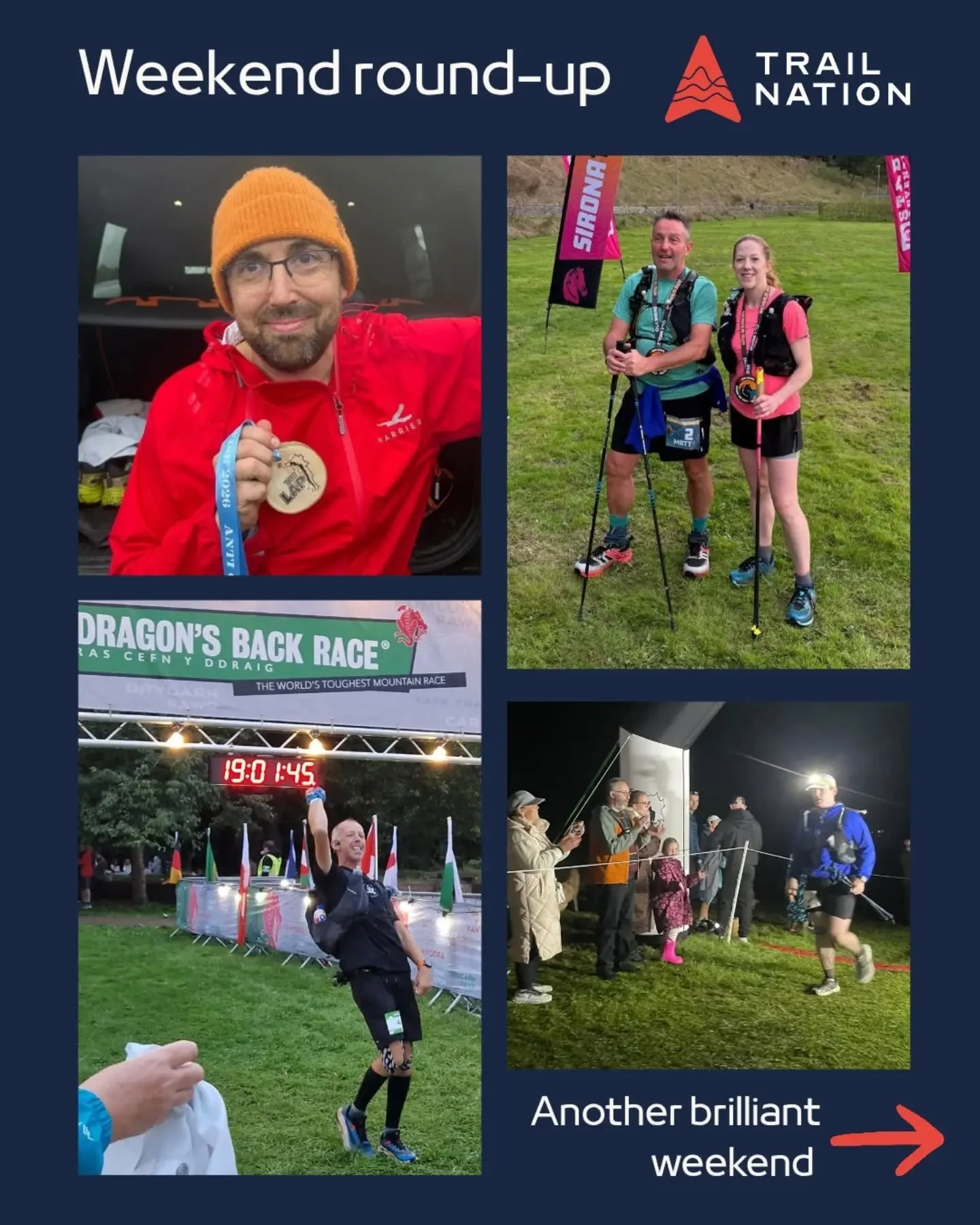 What a weekend! 🙌⛰️

A lot of dot watching, some seriously tough conditions, and four brilliant performances from my coached runners.

🐉 Eilir &ndash; Dragon's Back Race

Six days across Wales and one epic journey from Conwy to Cardiff. Eilir train