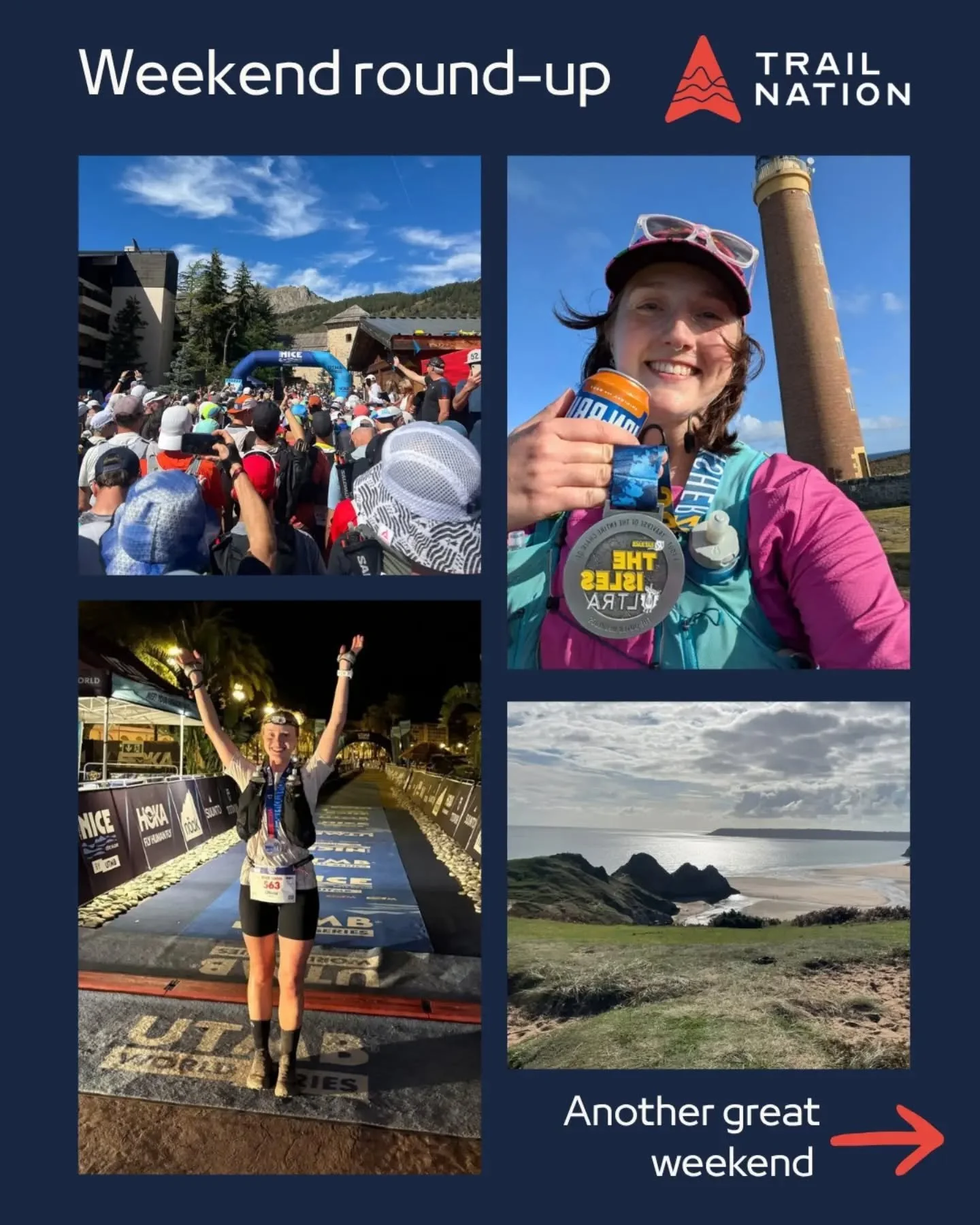 Weekend Roundup 🙌⛰️

Three brilliant performances and huge congratulations to Beth, Olivia and Carly.

🏝️ Beth and the Rat Race Isles Ultra
Six days, 166 miles and nearly 20,000ft. Beth's resilience, commitment and attitude throughout her training 