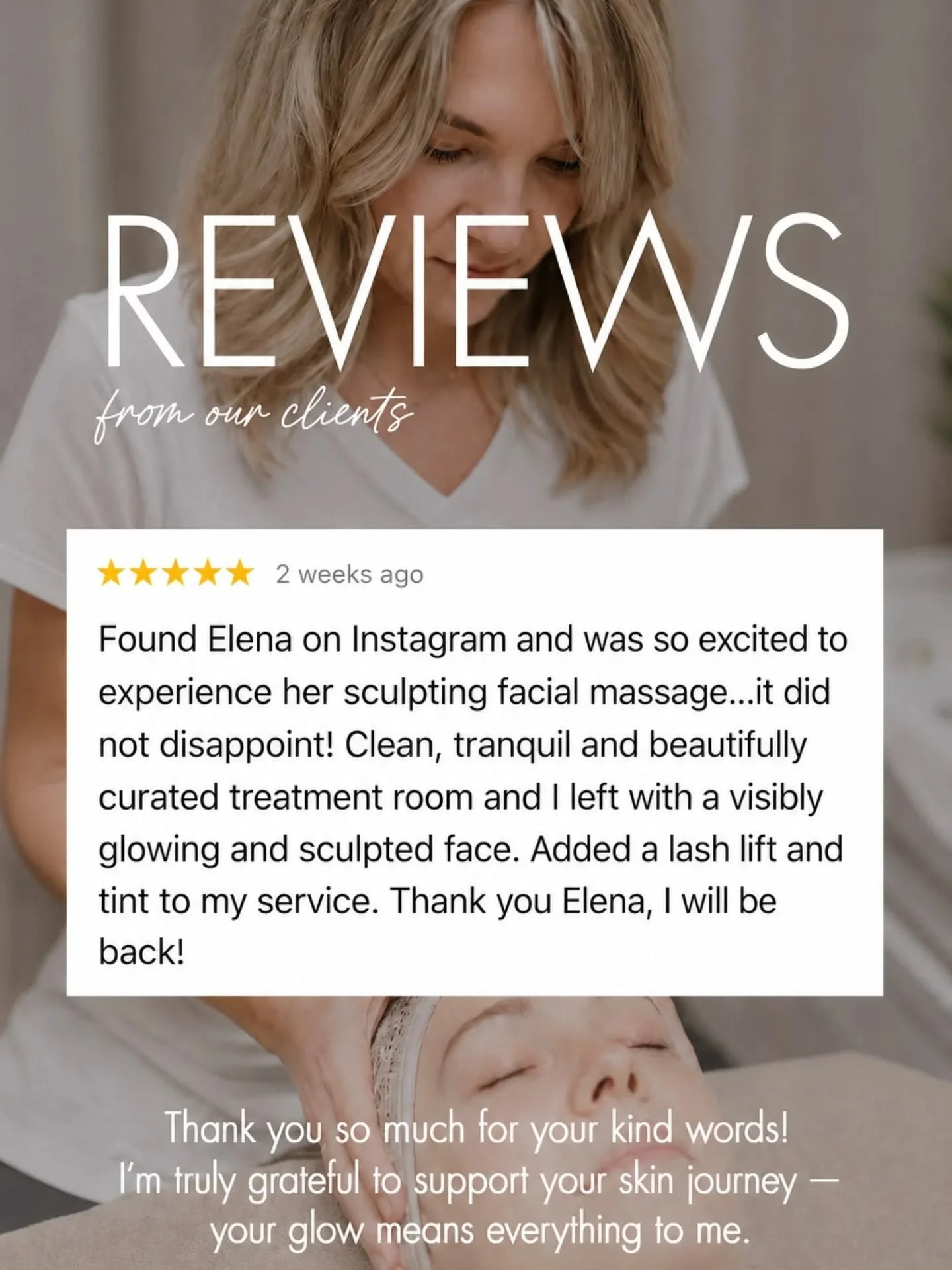 ✨ First results after just one session. And after a full course...

You know that feeling when you leave the esthetician and can't stop looking at yourself in the mirror? 😌
One of our new clients found Elena on Instagram, came in for a sculpting fac