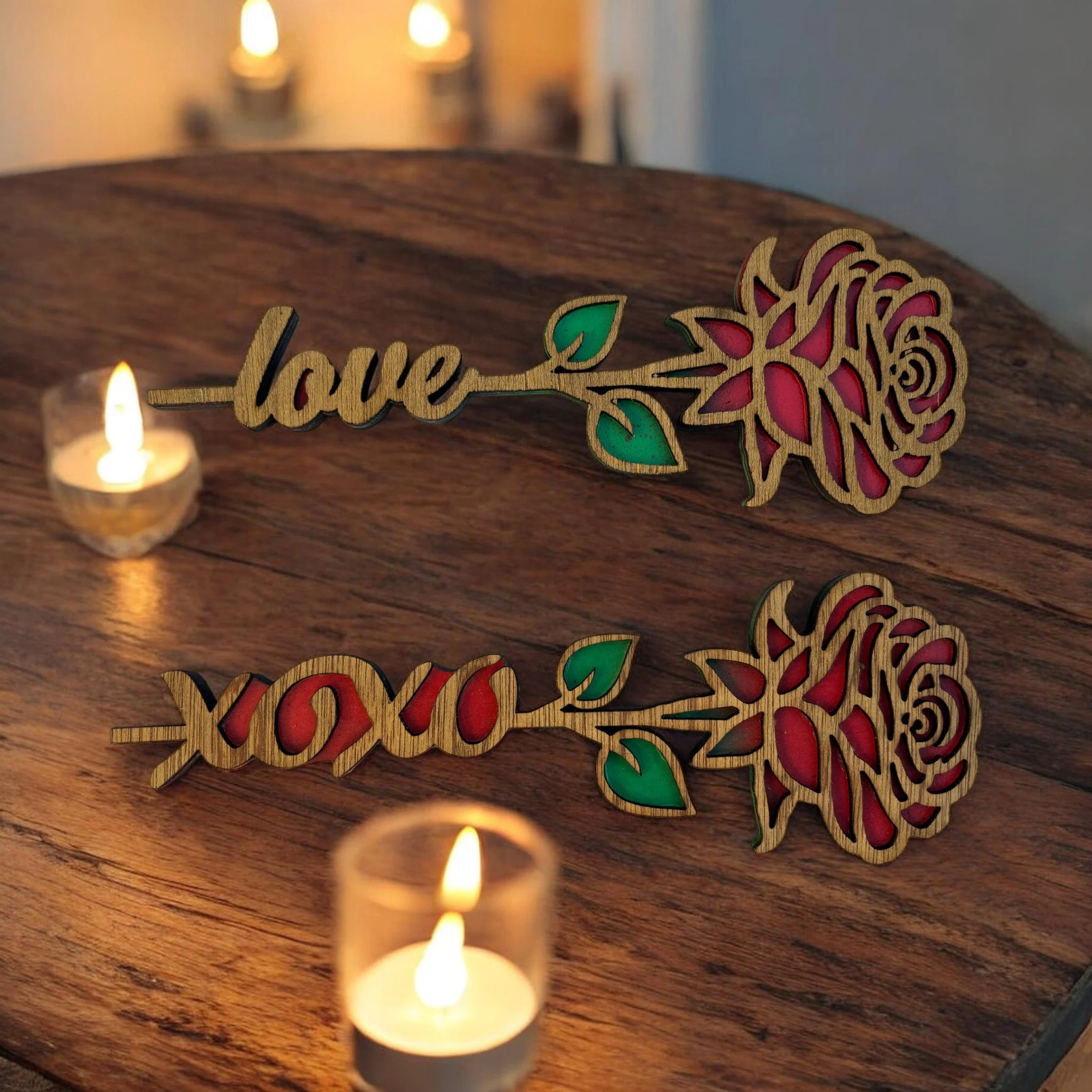 Wooden 3D Layered Roses Decoration