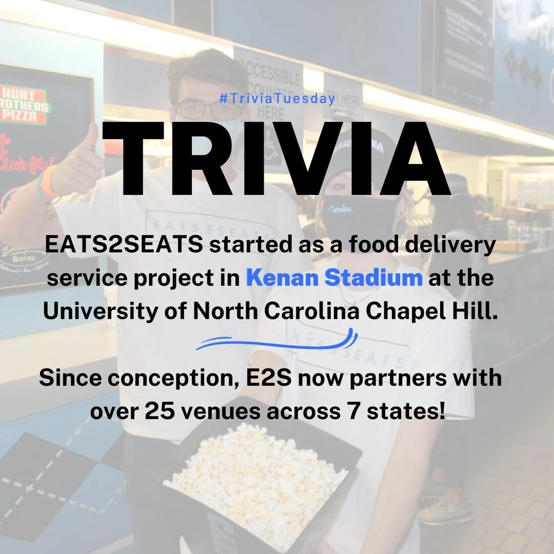 Trivia Tuesday
Q: What venue did EATS2SEATS first partner with? 
A: Kenan Stadium 
#triviatuesday #football #kenanstadium