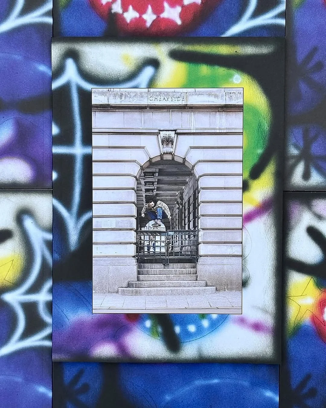 We know you didn&rsquo;t miss it, but let&rsquo;s take another look at @theo.fearon&rsquo;s incredible cover of @vagueskatemag, shot by @reeceleung &amp; complimented by the artwork of @mogwann.⁣
⁣
A photo that will go down in Nottingham skateboardin