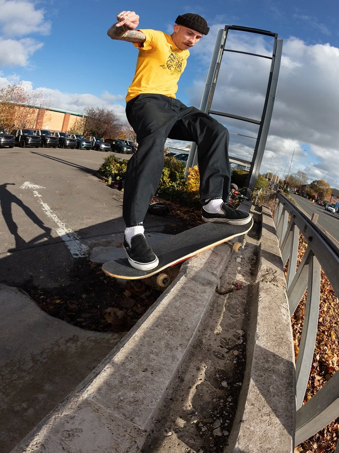 A little jersey barrier action from @scarce____xx, who is opening his first solo show of hand painted originals down at @montana.nottingham this Friday from 17:00! 🔥⁣
⁣
📸 @tomquigley #nottinghamskateboarding #ukskateboarding #skatenottingham #socia