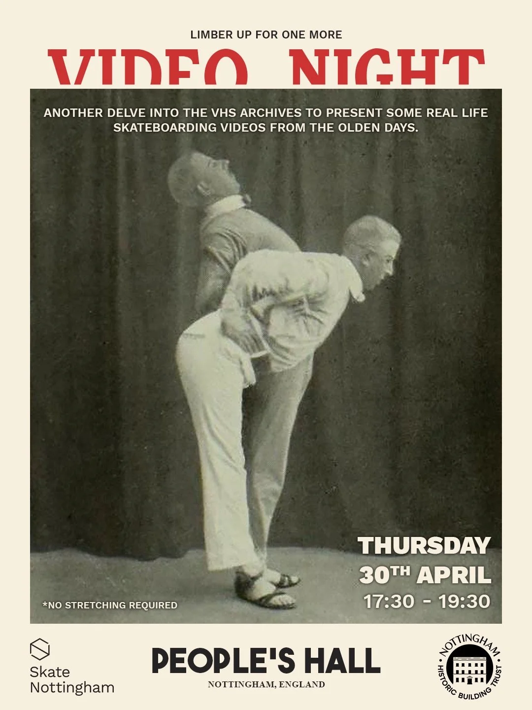 Next Thursday, we&rsquo;re back in People&rsquo;s Hall in Hockley for one more skate video night after work/college/school. Come and skip just a couple of hours of sunlight to hang out with the homies and check out some old VHS tapes, projected onto 