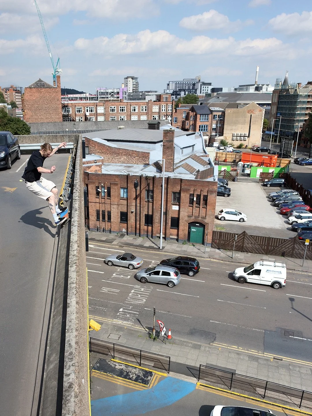 You probably weren&rsquo;t planning on skating the side of this Broadmarsh car park wall, but you&rsquo;ve missed your chance, as this one is being demolished.⁣
⁣
@1conor23 sent it back in 2019 for @tomquigley&rsquo;s lens. 💥⁣
⁣
#nottinghamskateboar