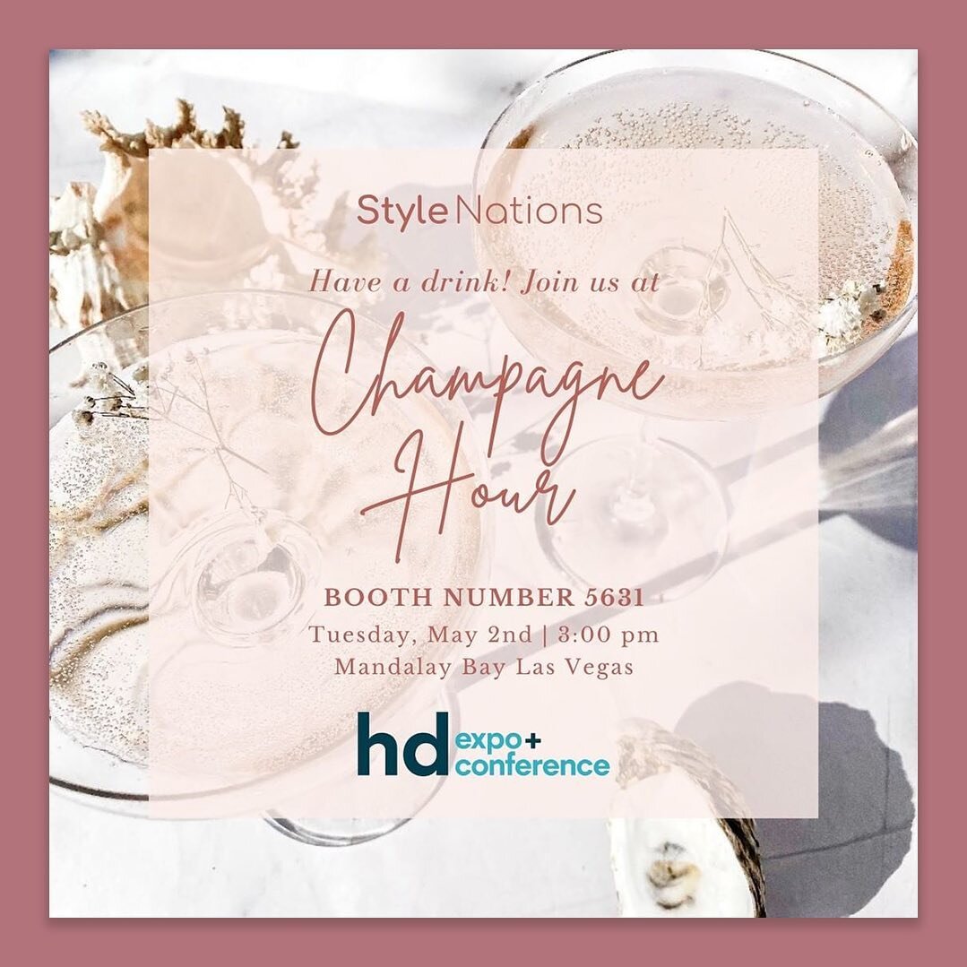 Bubbling with excitement for Champagne Hour with @stylenations_ 🫧🥂

Plan to join Stylenations for champagne and conversation in Booth #5631 tomorrow at 3:00!

#Stylenations #HDExpo #HDExpo2023 #HospitalityDesign #HDVegas #Hoteldesign #Interiordesig