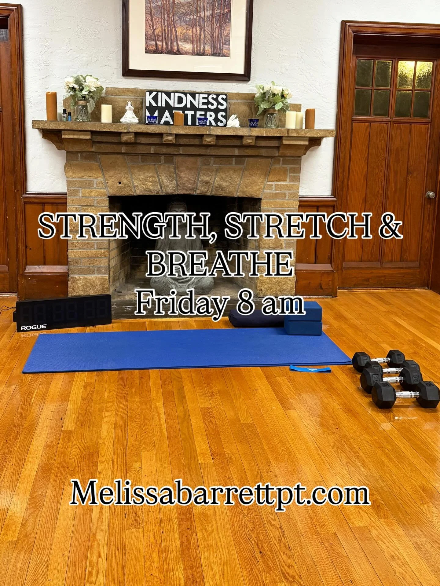 Start the day with some stretching, strength training and breathing!! Great music, great people! Please register in advance melissabarrettpt.com