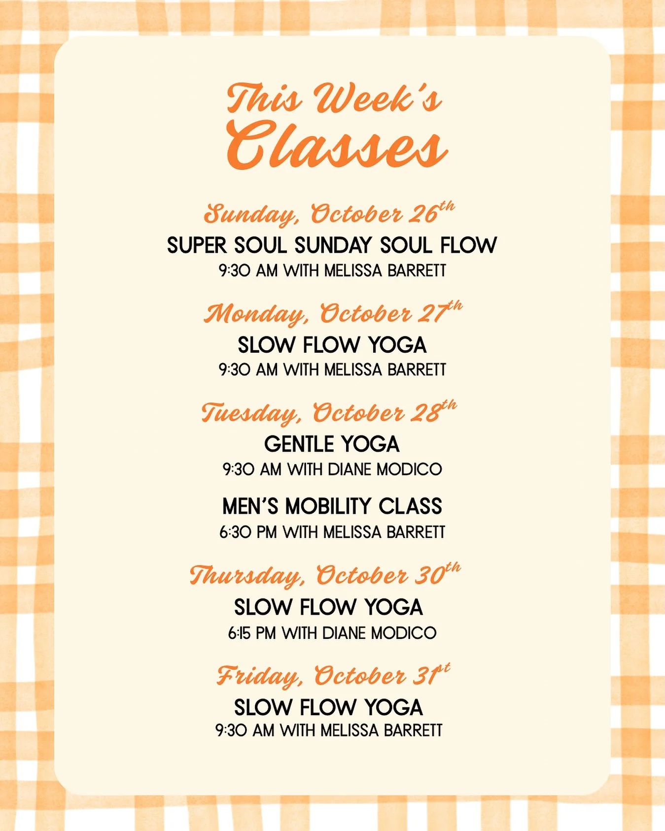 New week, new opportunities to move, breathe, and reset.
Here&rsquo;s our yoga class schedule for 10/26&ndash;10/31 🧘&zwj;♀️
Show up for yourself. Your body and mind will thank you.

 #yogarvc #rvcyoga #rvcpt #localwellness #yoga#rvcwellness #rockvi