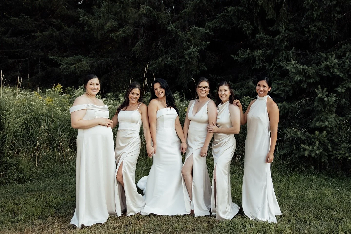 A moment for the Bridal Party 

Venue: @oakpinesvenue 
Makeup: @wanamaker_cosmetic_beauty 
Florals: @weeklyflowers 
Dress: @lamaisonbridalboutique