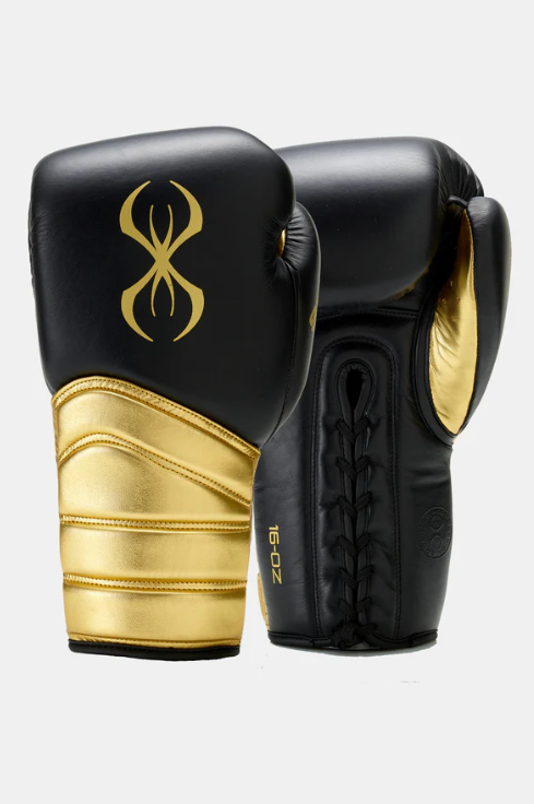Viper X Lace Up Boxing Gloves Black/Gold - Sting — Houston Fight Shop