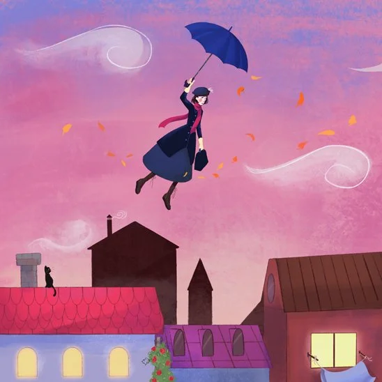 Illustration of Mary Poppins by Yaroslava Baeva from Allied Artists Illustration Agency