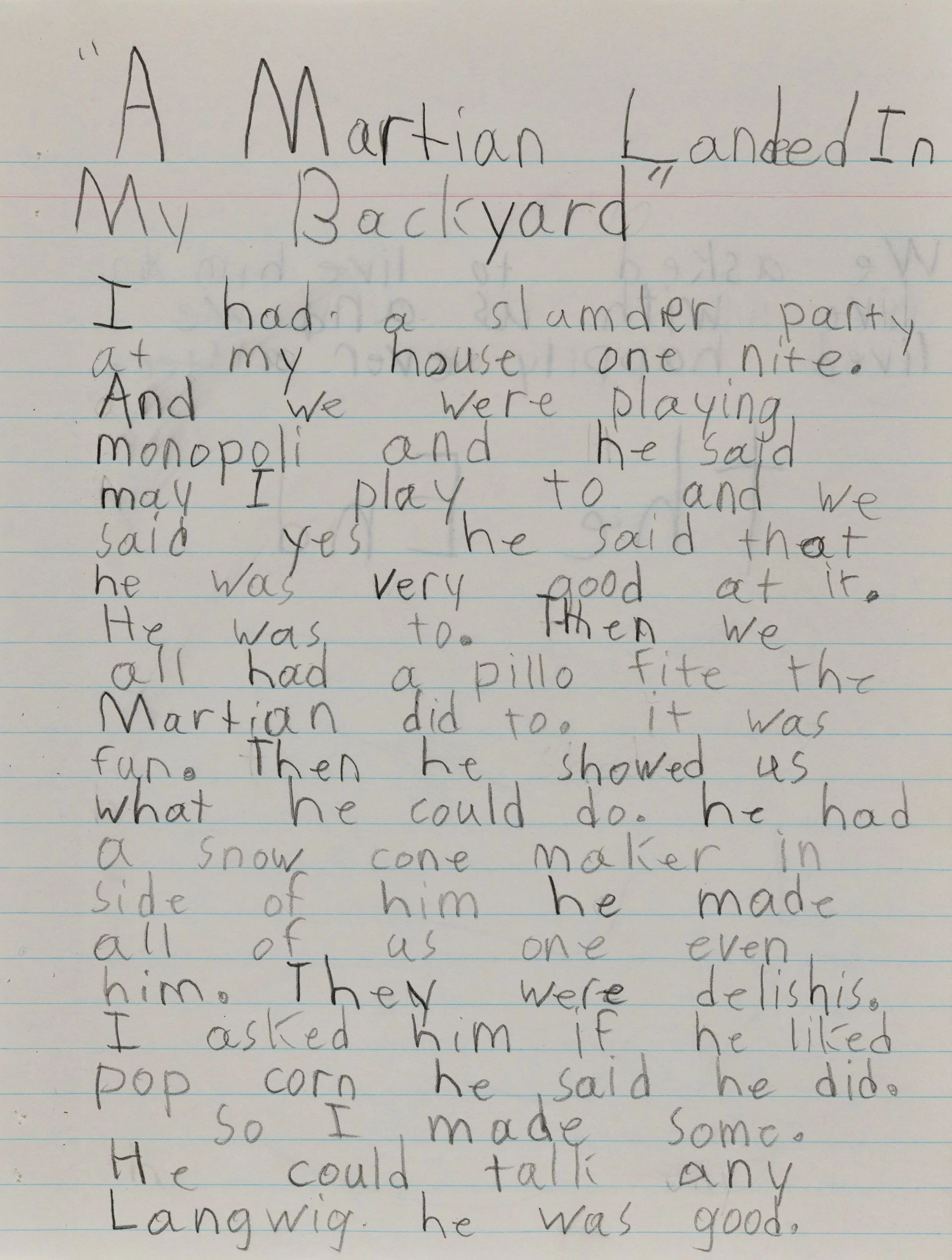 Child's school document.