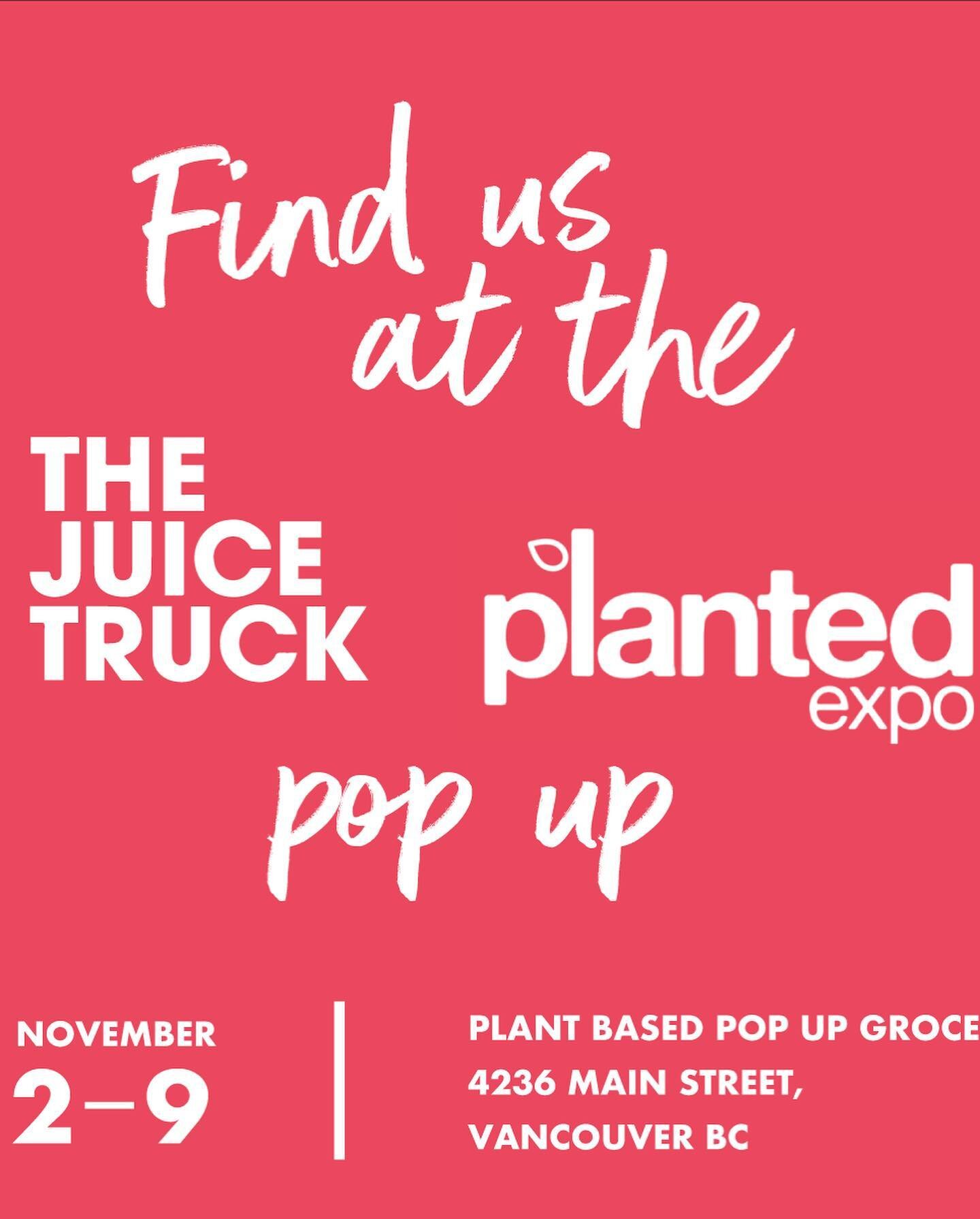 If you&rsquo;re looking for a one stop shop for local and plant-based goodness you&rsquo;re in for a treat! @juicetruck @plantedexpo are hosting so many awesome brands for their pop up this week only! 

Nov. 2 - 9th at their Main Street location 

Co