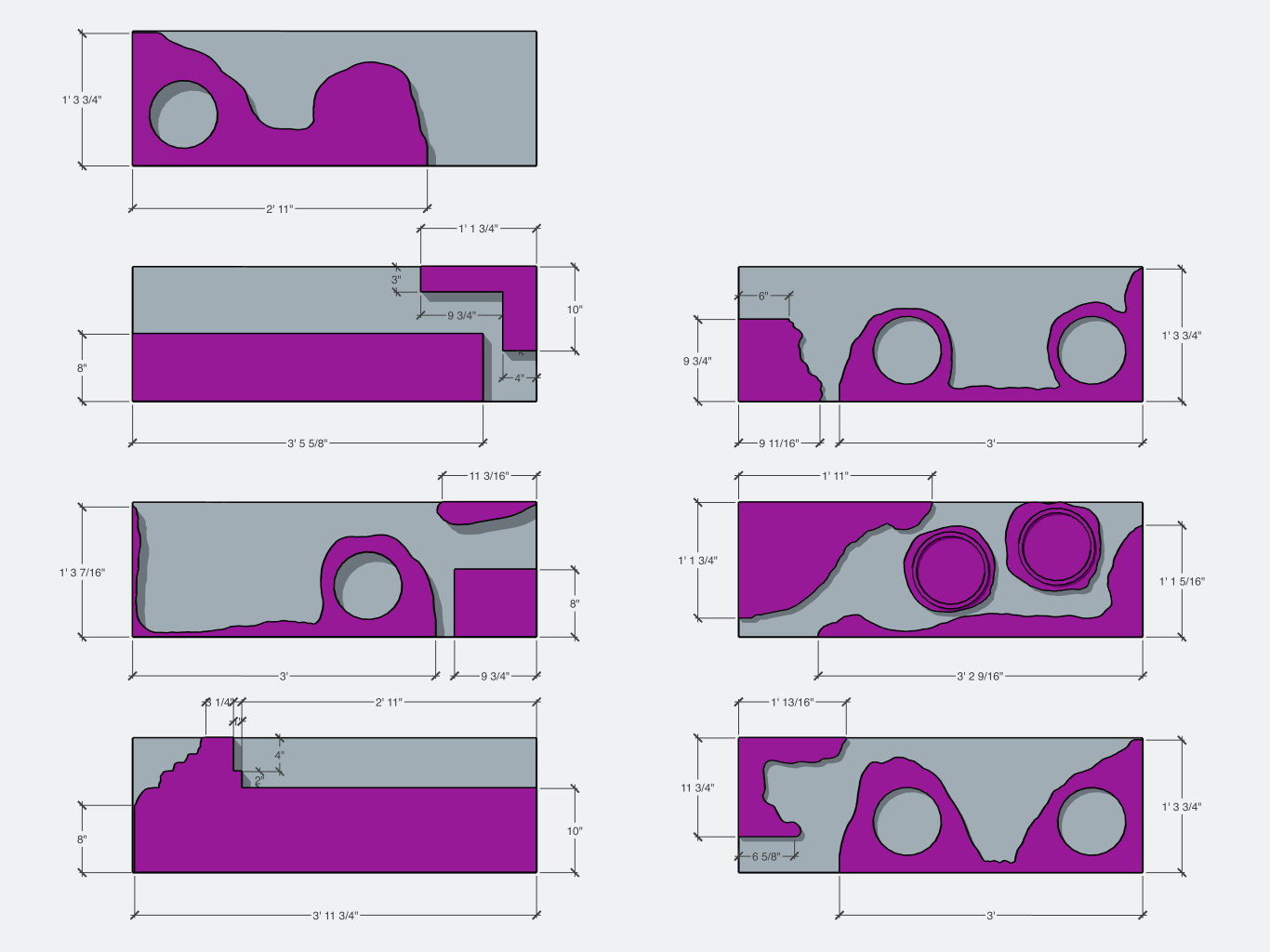 Placement of foam elements for stencilling.