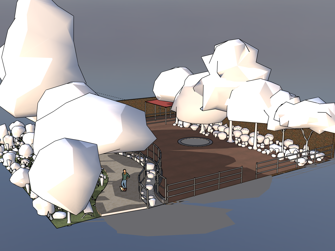 Ostrich enclosure half render.