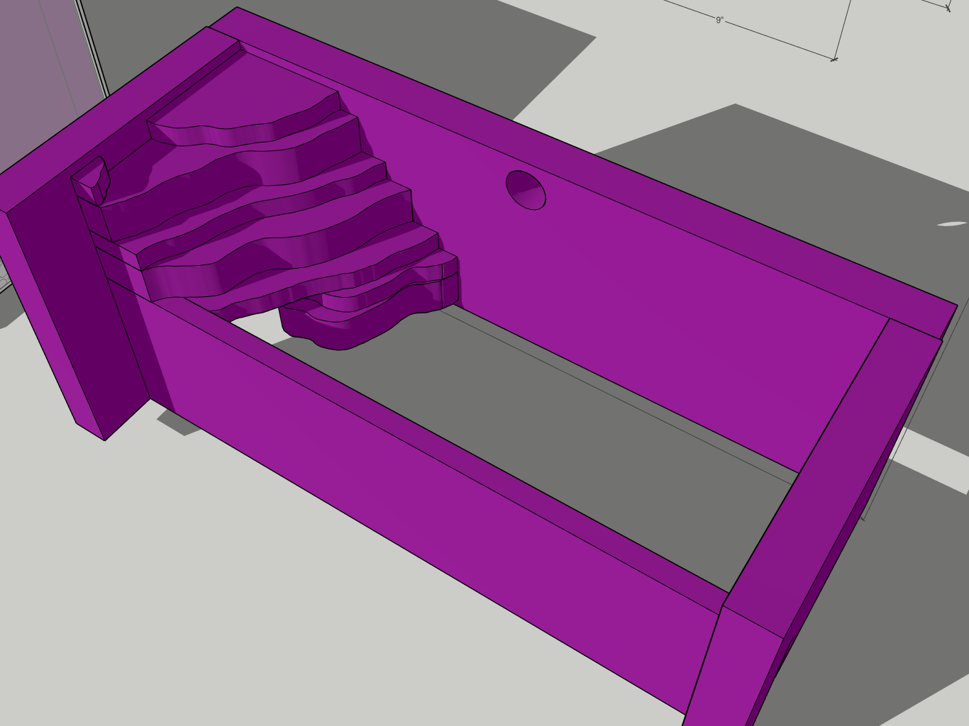 Isometric view of foam elements.
