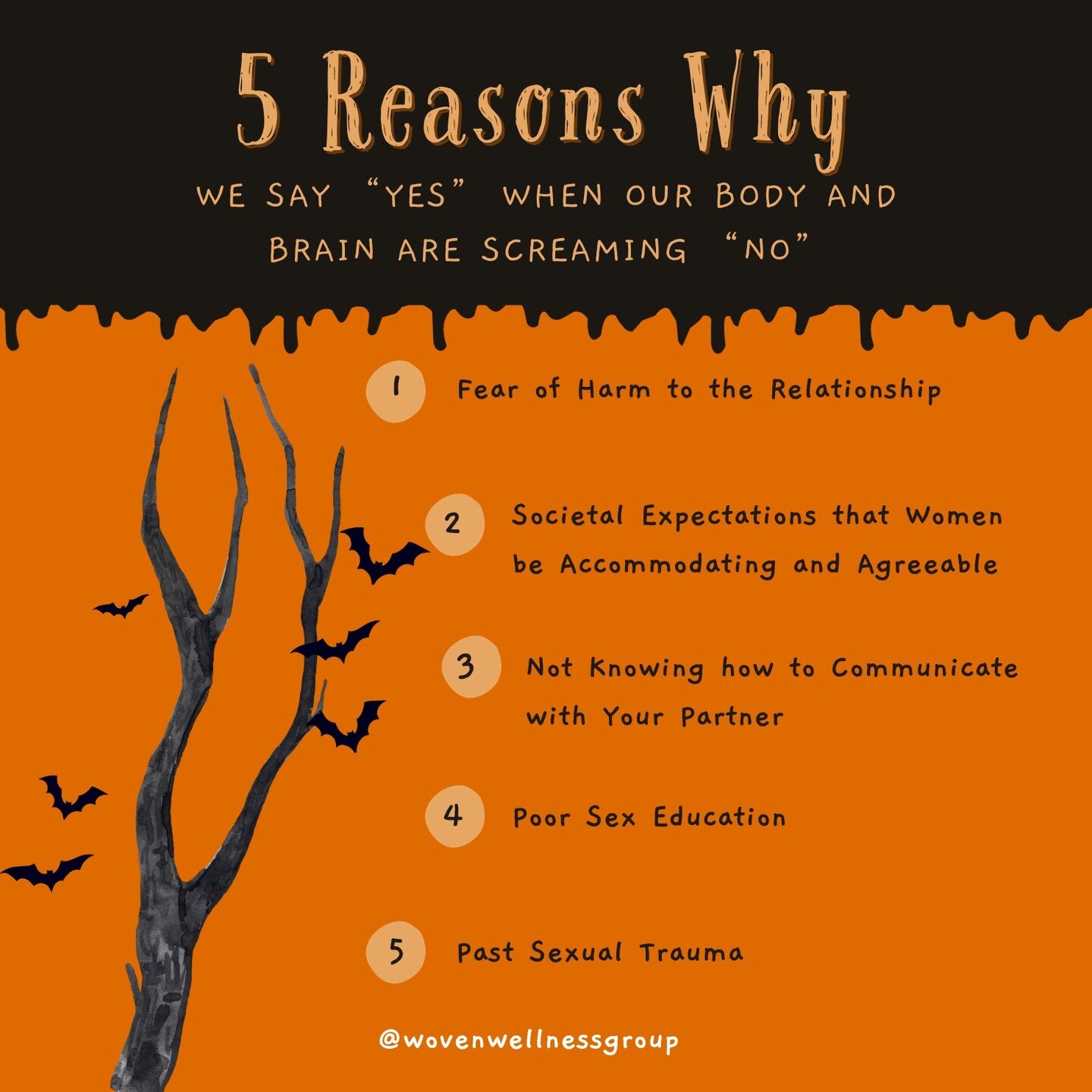 Sex Scaries #2: Saying &quot;Yes&quot; When We Mean &quot;No&quot;

Whew, this is a big topic that I have a LOT to say about. Let's talk about why it is so difficult for so many of us to say &quot;no&quot; to our partner's when they initiate sex:

Fe