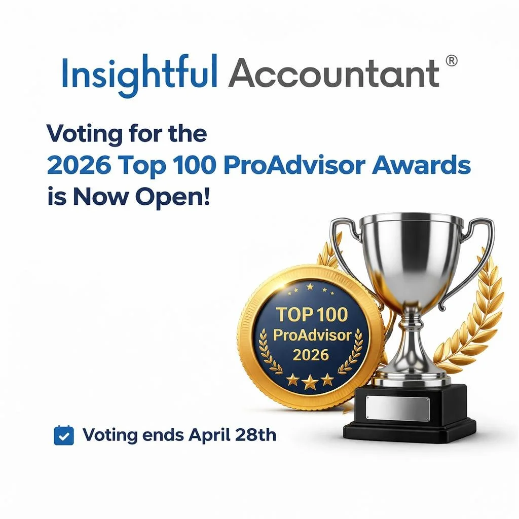 It&rsquo;s a great morning when the kiddos make it to the bus on time, there&rsquo;s a warm chai latte in hand, and great news to share.

I&rsquo;m excited to share that I&rsquo;m on the nomination list for the Insightful Accountant Top 100 ProAdviso