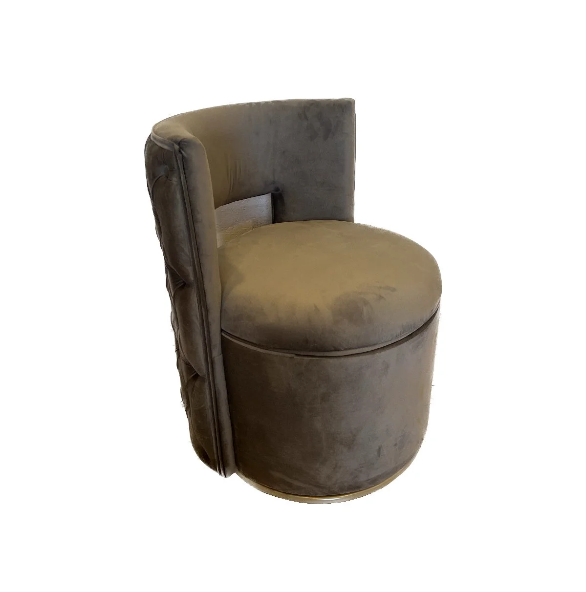 Grey Velvet Swivel Barrel Chair