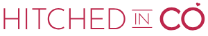 Text logo with 'HITCHED IN CO' in pink and black colors.