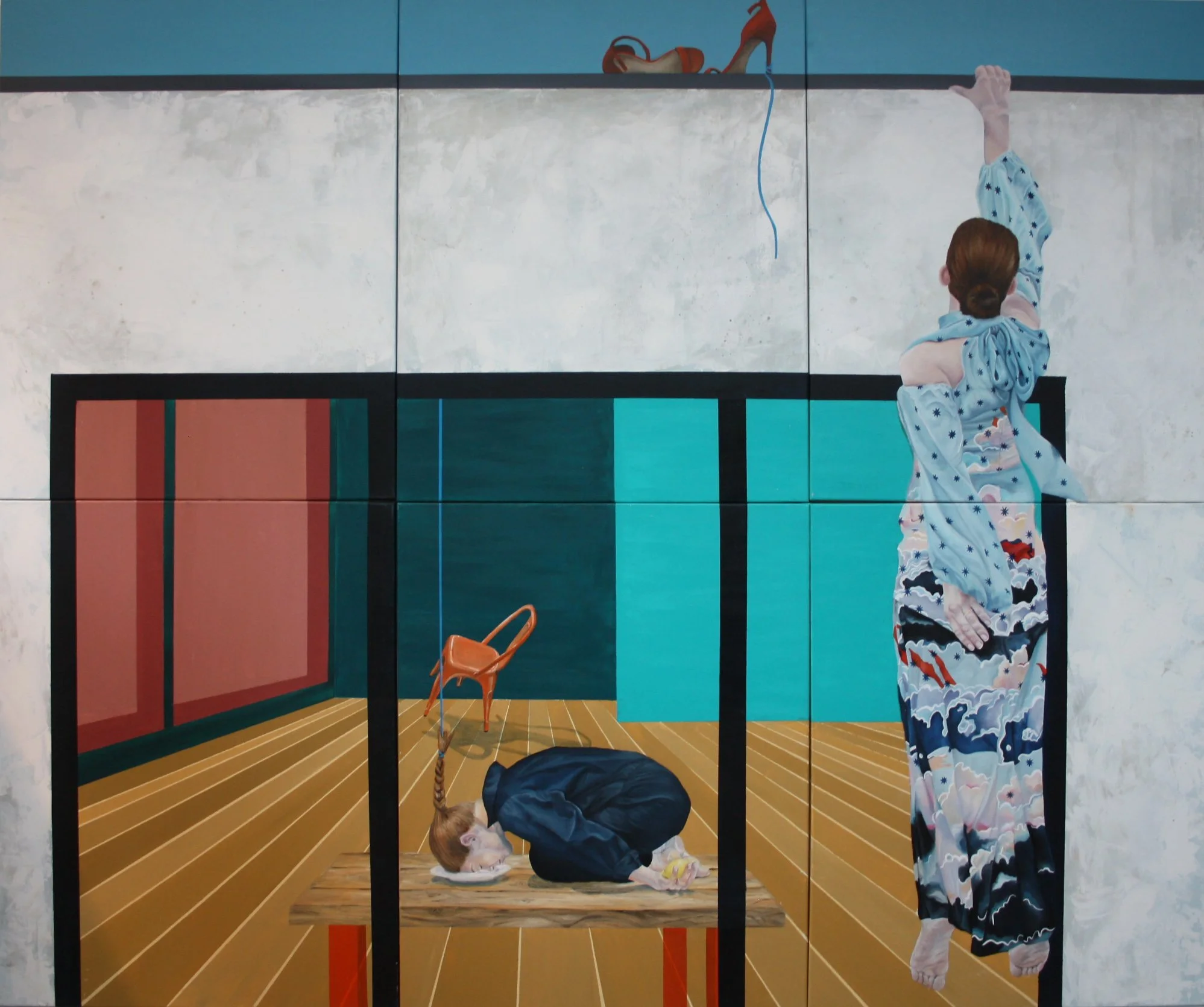 'Lockdown III' 2022, oils and acrylic on canvas, 184cm x 153cm, £3,500.