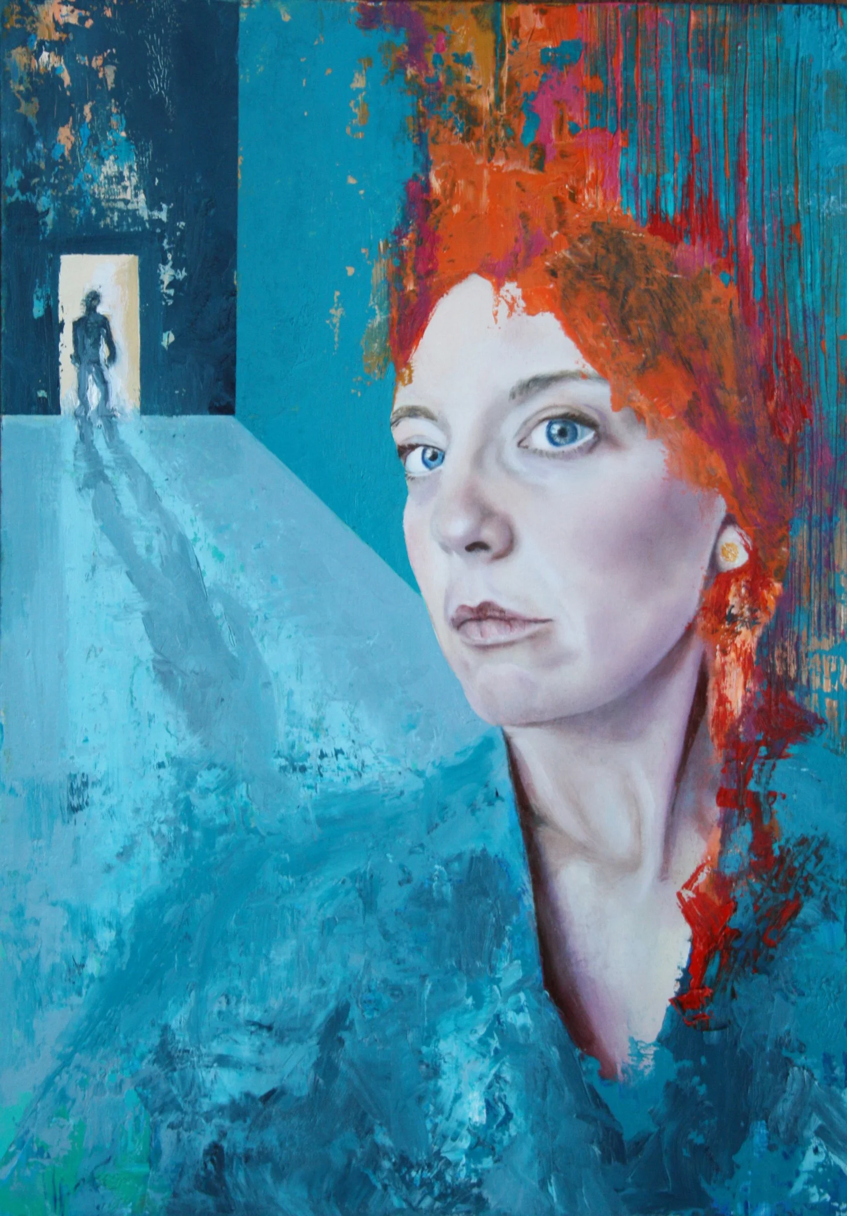 'Self Portrait' 2022, oils on board, 32cm x 22cm, £1000.