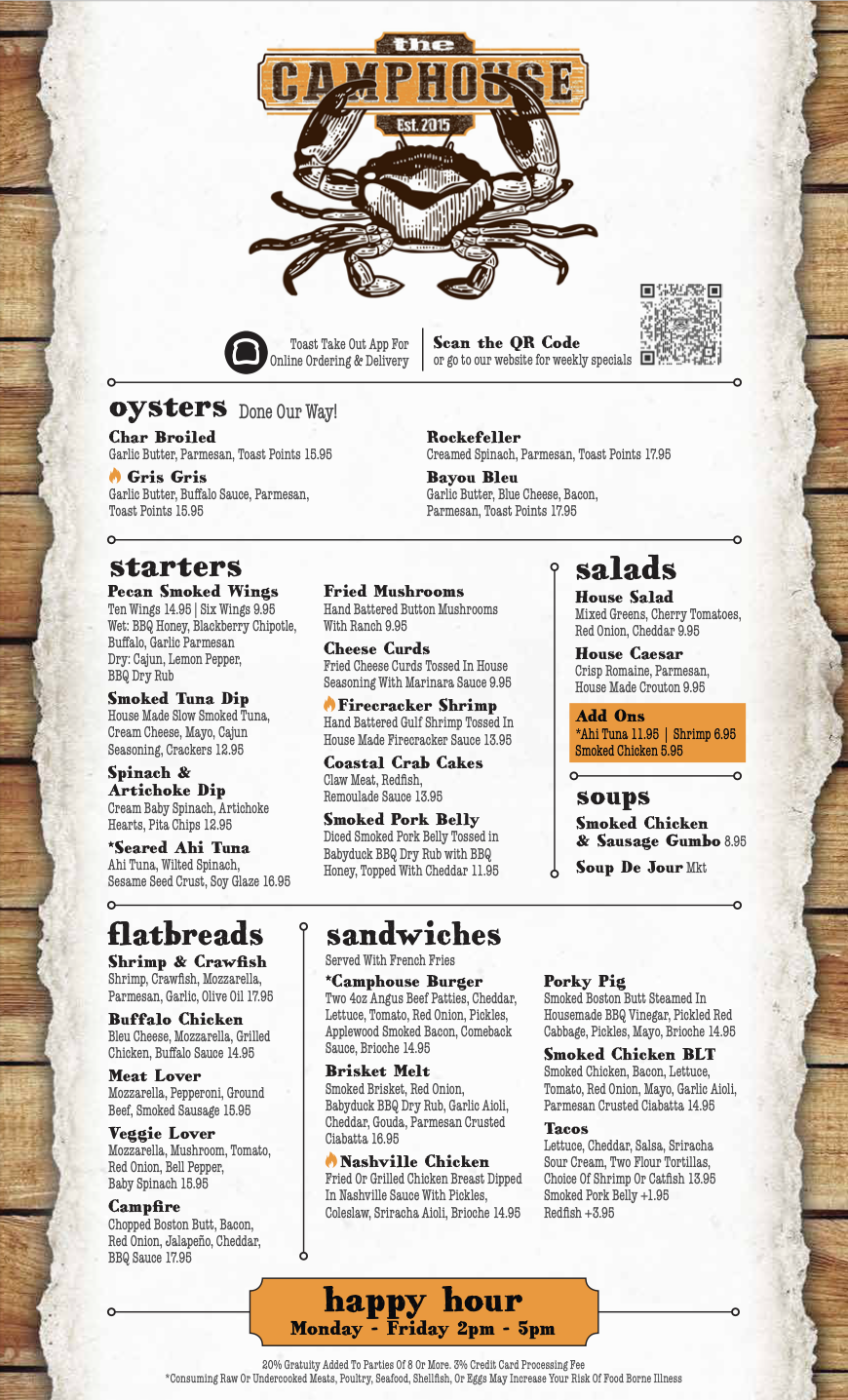 Menu the camphouse