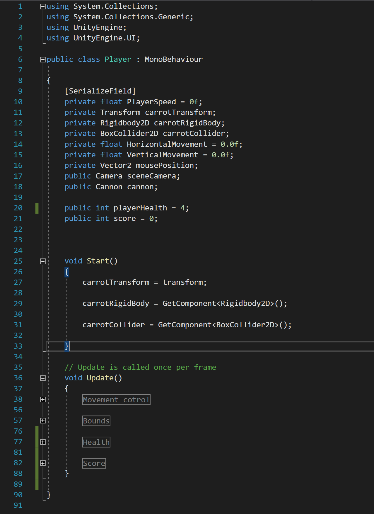 Shooter 1.1 Player script folded.PNG