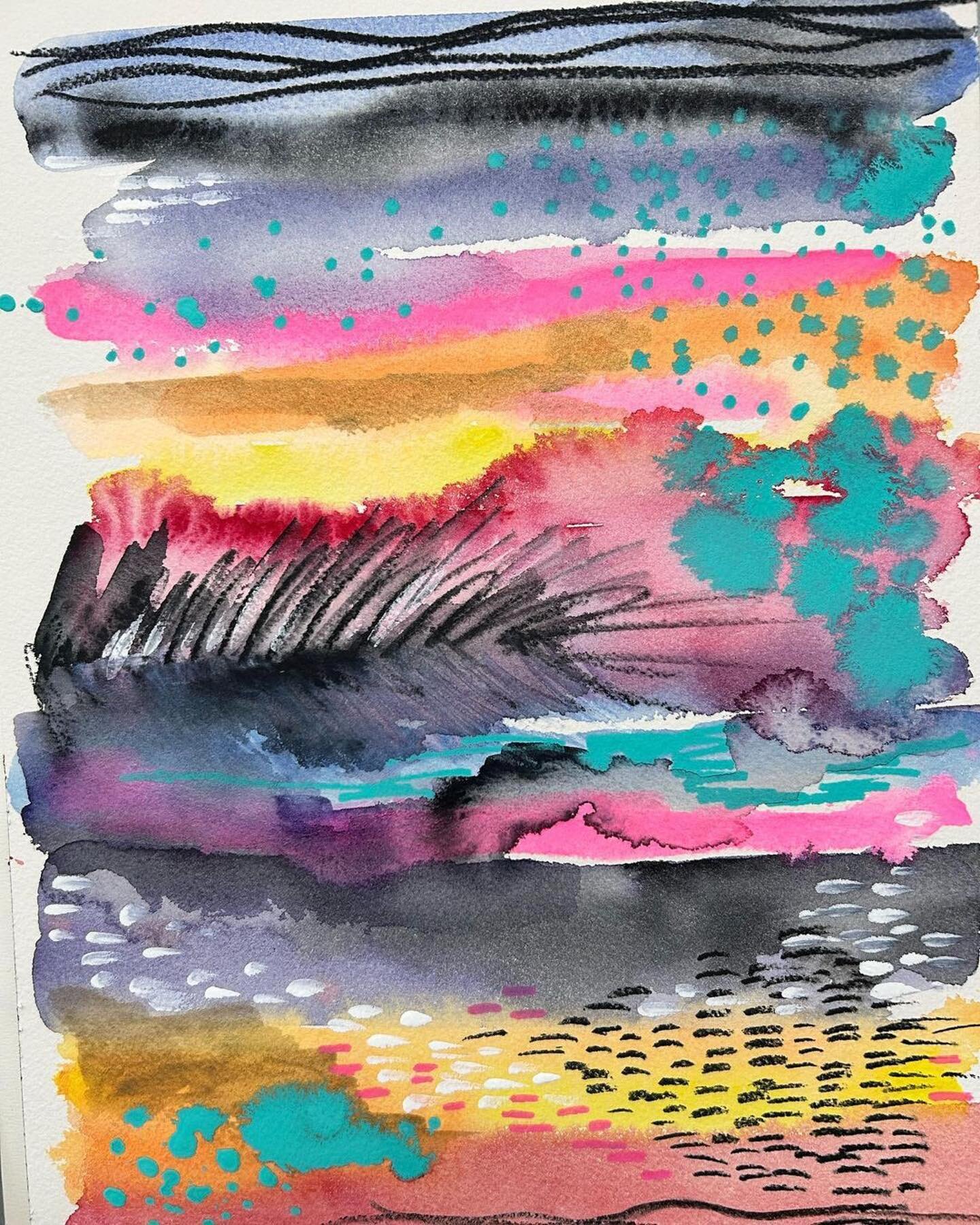 We love this art &amp; energy of @miluartstudio who&rsquo;s taking our In the Flow course 🌸☀️💕🤗
・・・
I&rsquo;m taking &ldquo;In the flow: unconventional watercolor&rdquo; with @faithevanssills &amp; @matiroseart.

We&rsquo;ve been introduced to con