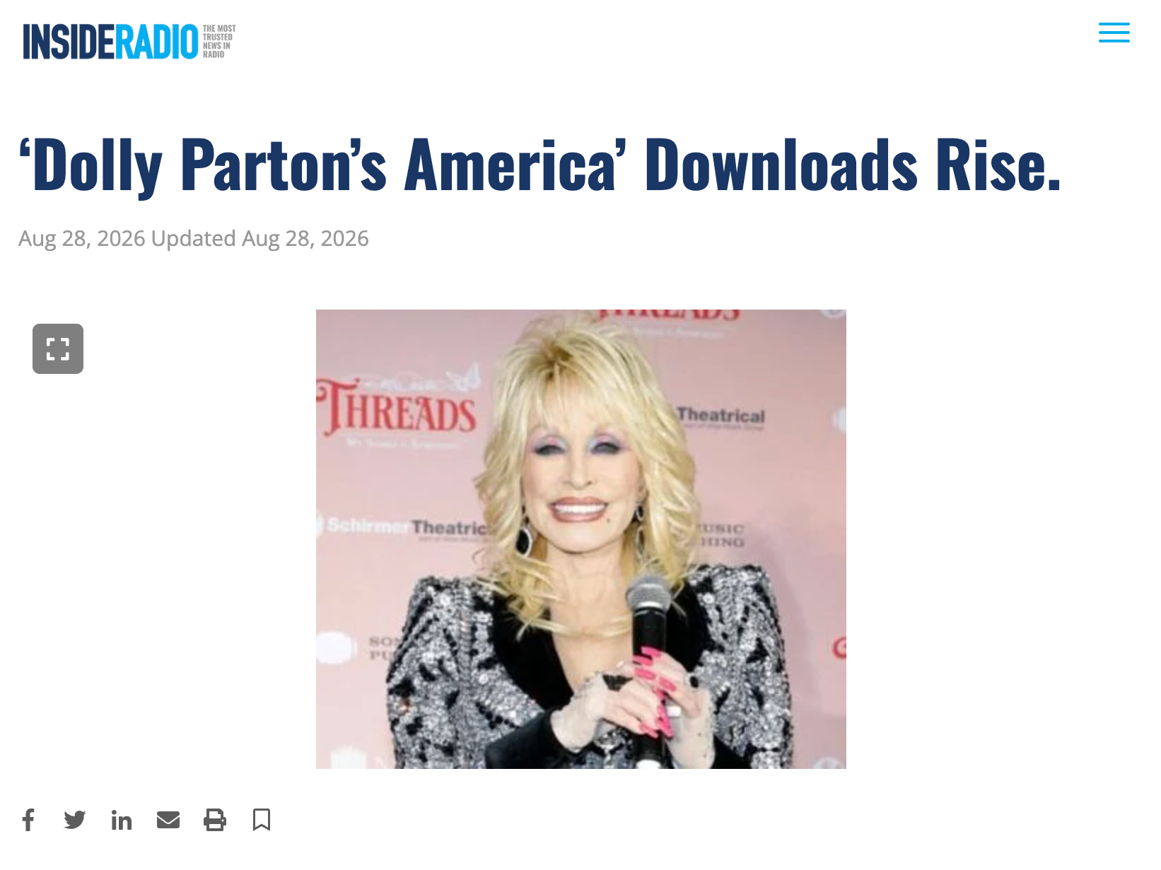 Dolly Parton's America Downloads Rise. Shima Oliaee