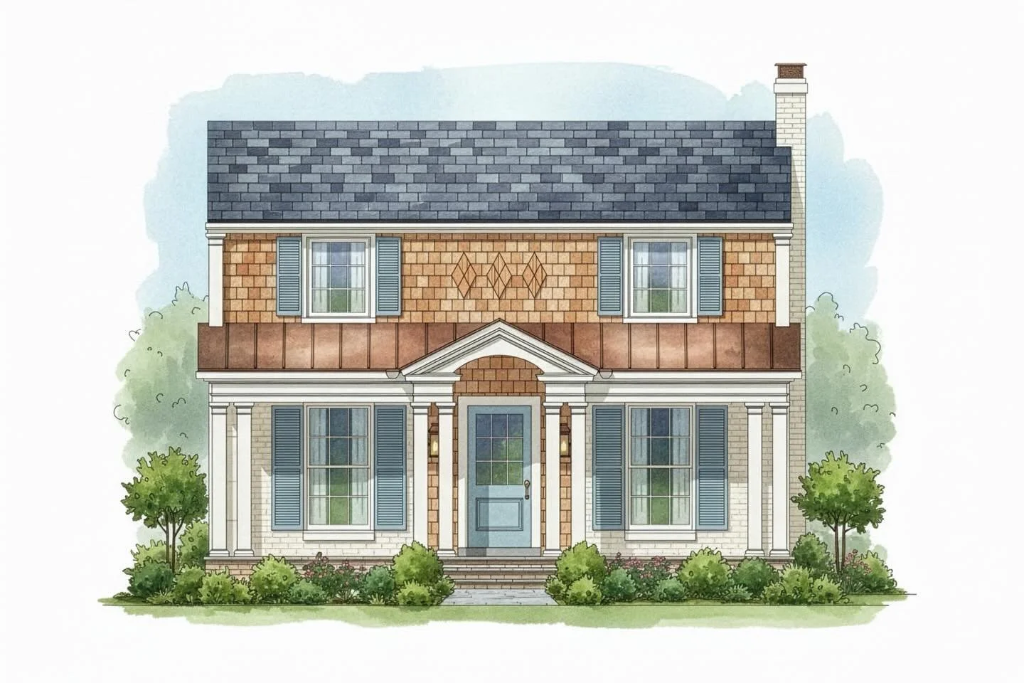 This St. Matthews renovation will transform a quirky home into a classic stunner. A new entry foyer with graceful arching portico, realigned symmetry, and the addition of rich, natural materials bring this home back to its Colonial Revival roots. 👈S