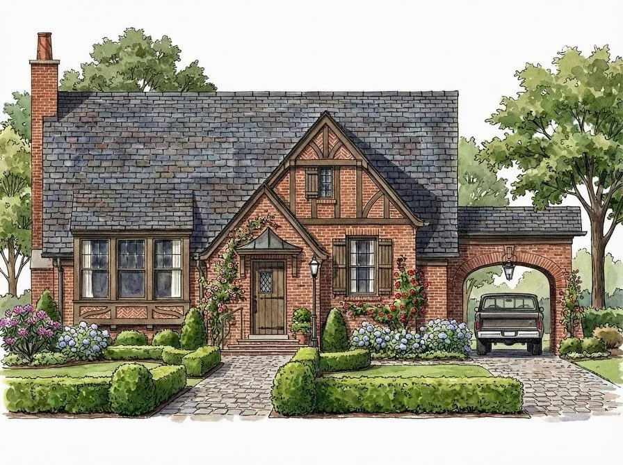 This is my new design of a carriage house in the Tudor revival style&hellip; another exercise in making a new home look old! On an infill lot in an eclectic, early twentieth century neighborhood, this one will fit right in. 

#architecture #tradition