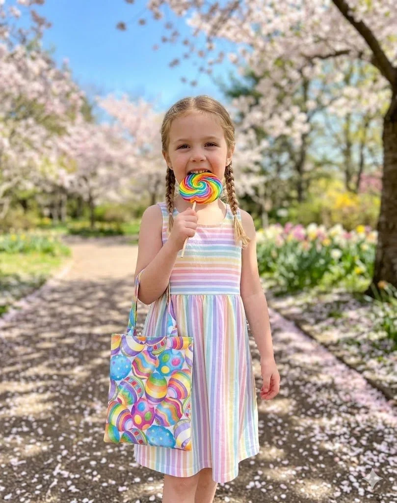 Easter bag on girl with lollypop.jpg