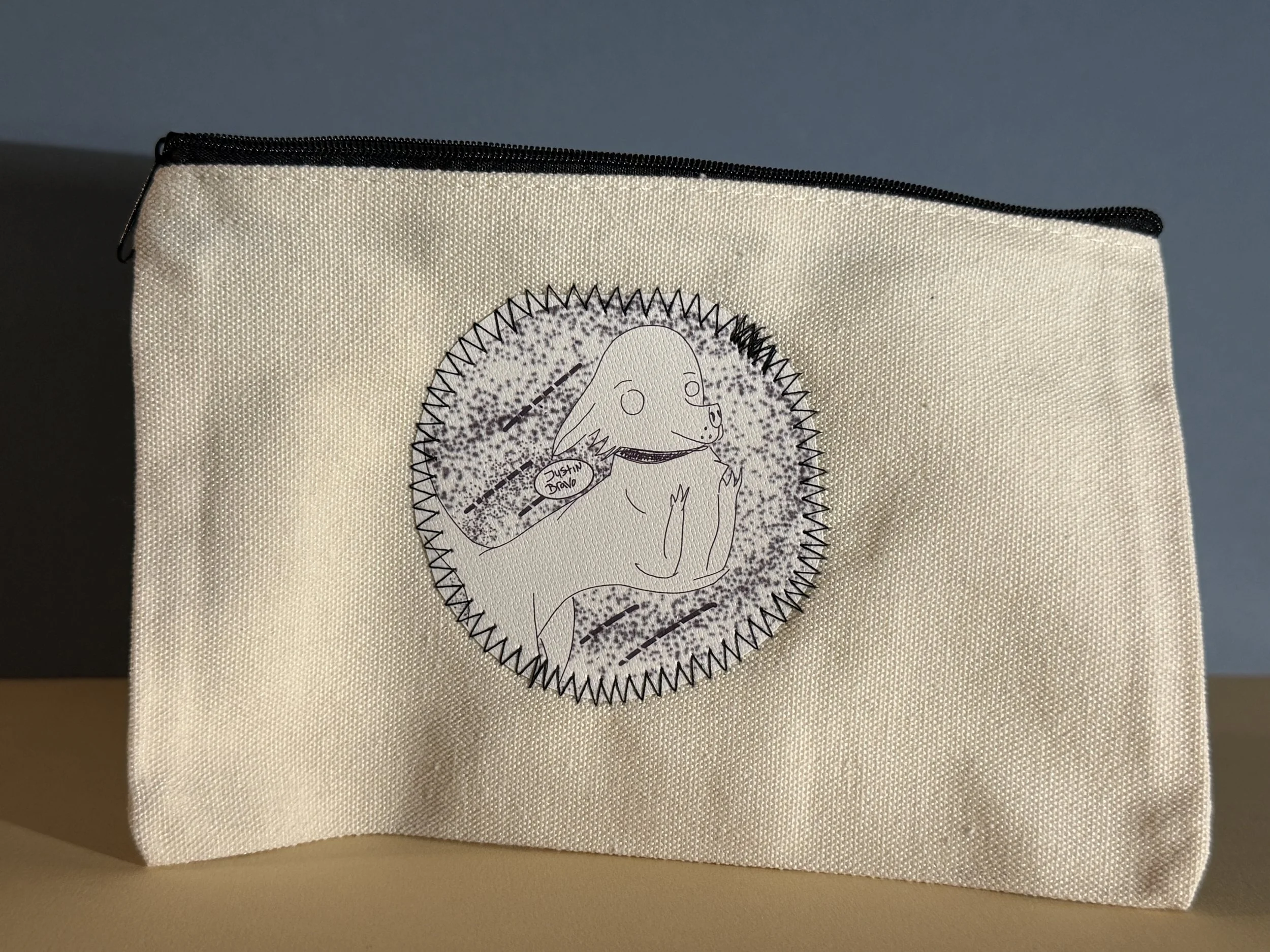 Zipper pouch - b&w flying dog