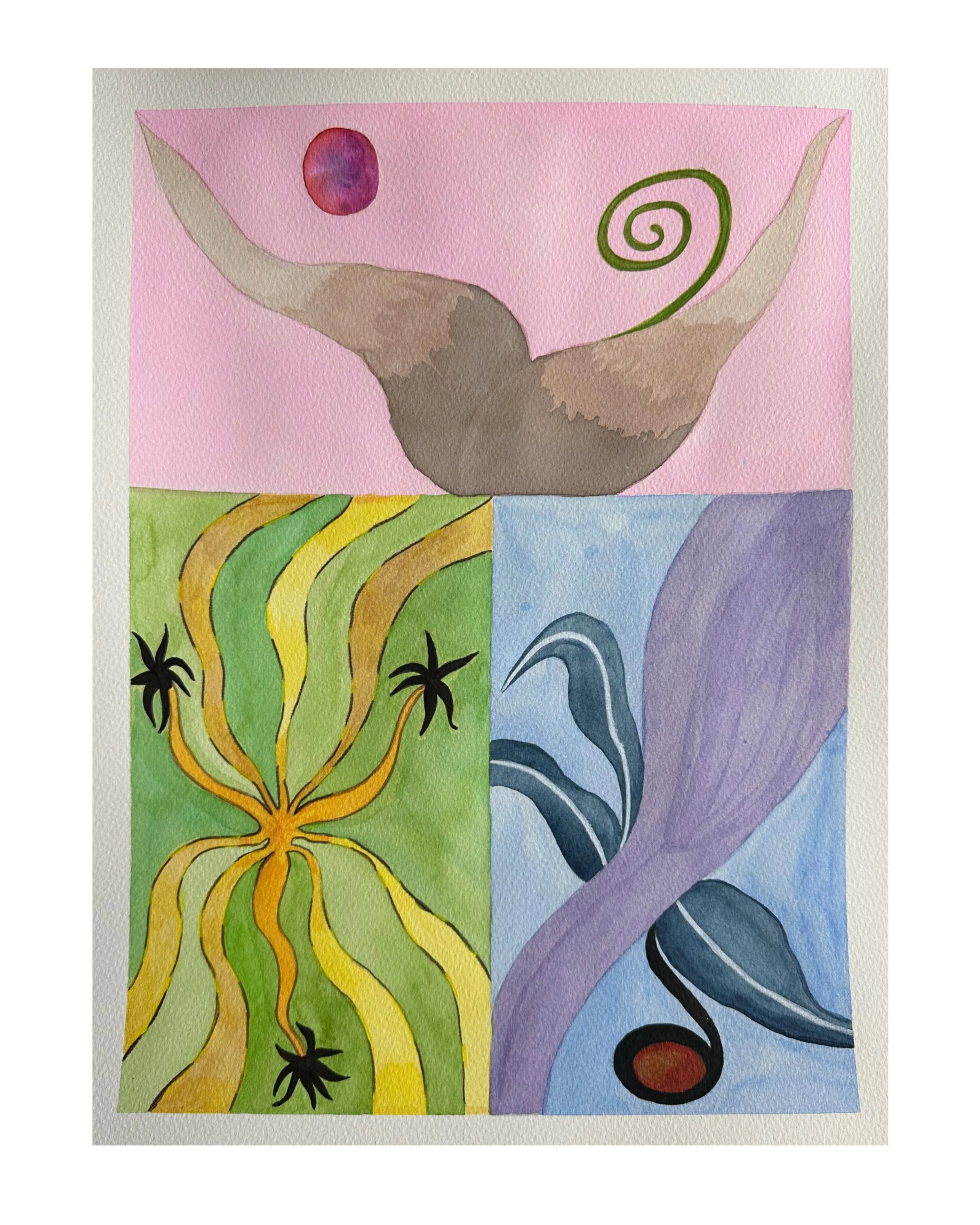 Nicole Kiabeth, "Chloe's Big Three: Taurus Sun, Libra Moon, Leo Rising", 2026, Watercolor on paper, 12" x 16"