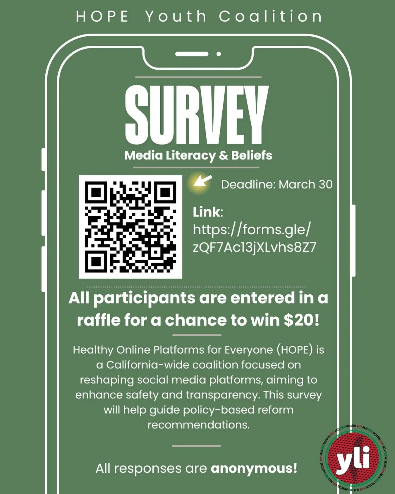 Your voice is needed! 📲💥

HOPE Youth launched our new research study to to understand how misinformation spreads, quality of media literacy and social media shapes beliefs.

Visit youthforhope.org for more info