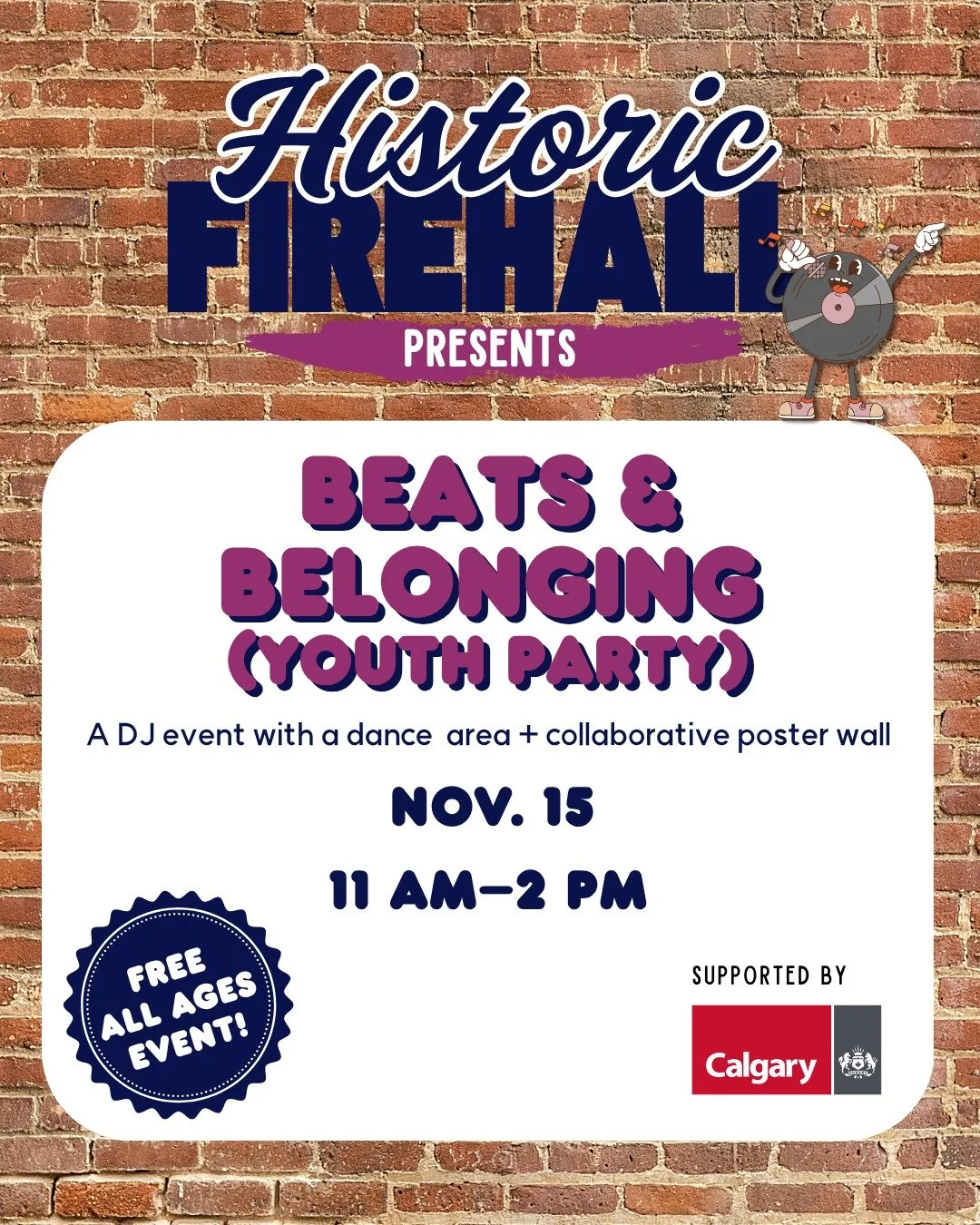 We're gearing up for our next community event at the Historic Firehall!

Beats &amp; Belonging (Youth Party) celebrates creativity, connection, and the rhythm that unites us. This collaboration between Jad&eacute; and the Alcove Centre for the Arts t