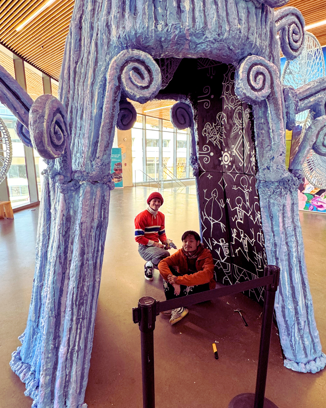 Hinga at Hangin being setup at Calgary's Central Library