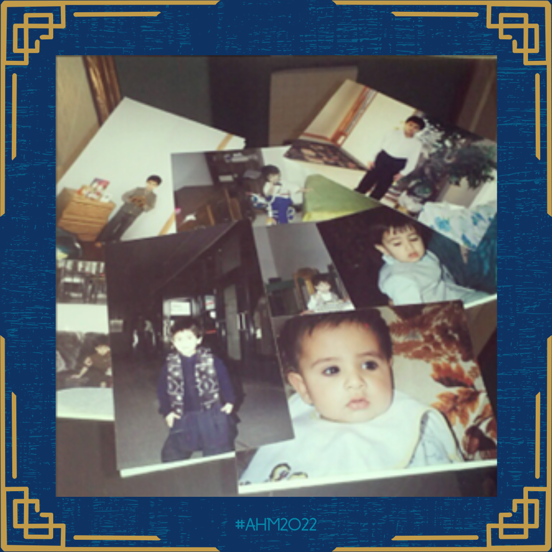 A collage of images of Haider as a kid