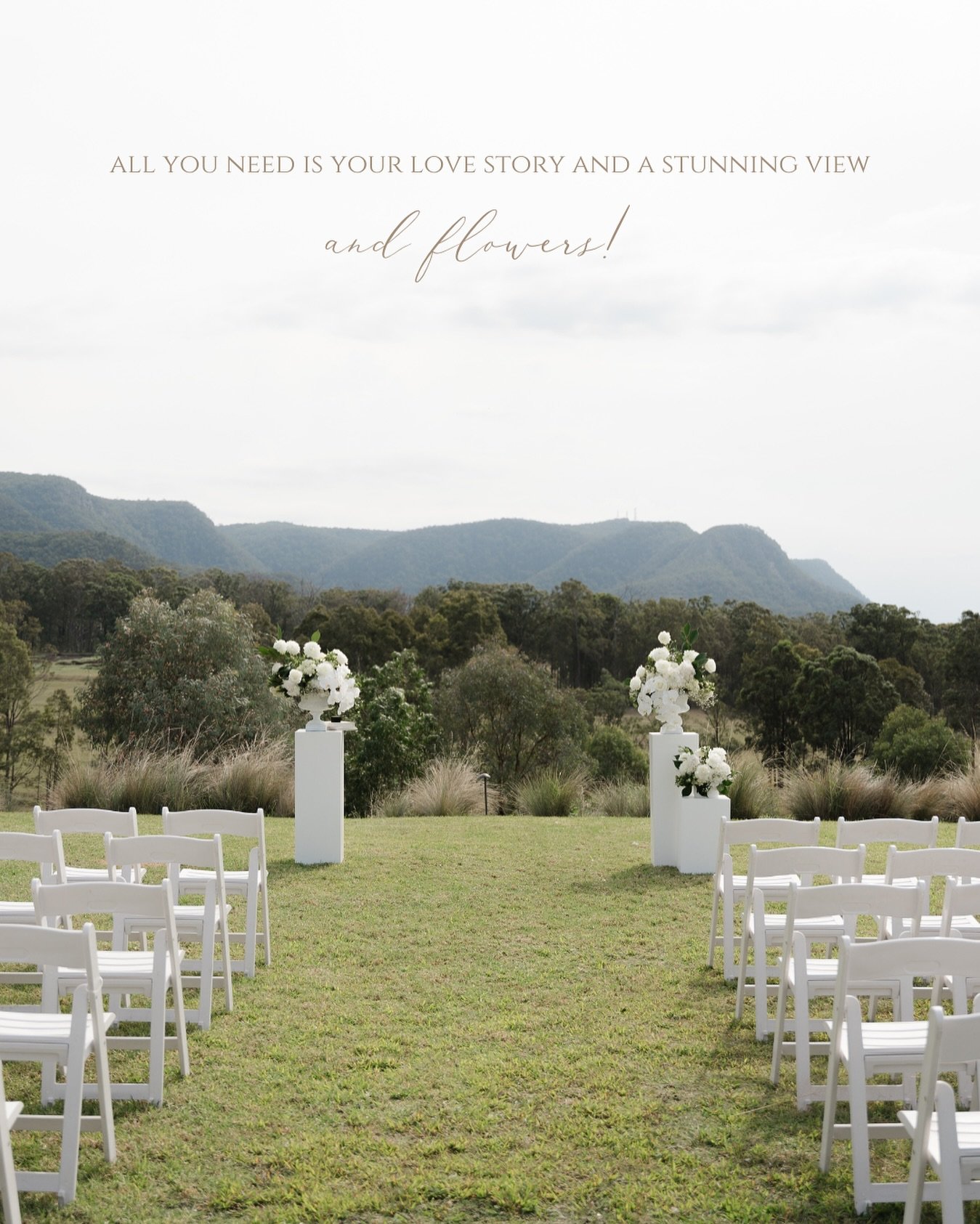 ALL YOU NEED IS YOUR LOVE STORY AND A STUNNING VIEW&hellip;&hellip;
...and flowers, of course. 🩷🩷

Truer words were never spoken! In our home of beautiful Hunter Valley, we have the view and the vineyards; and as a luxury wedding florist, we&rsquo;