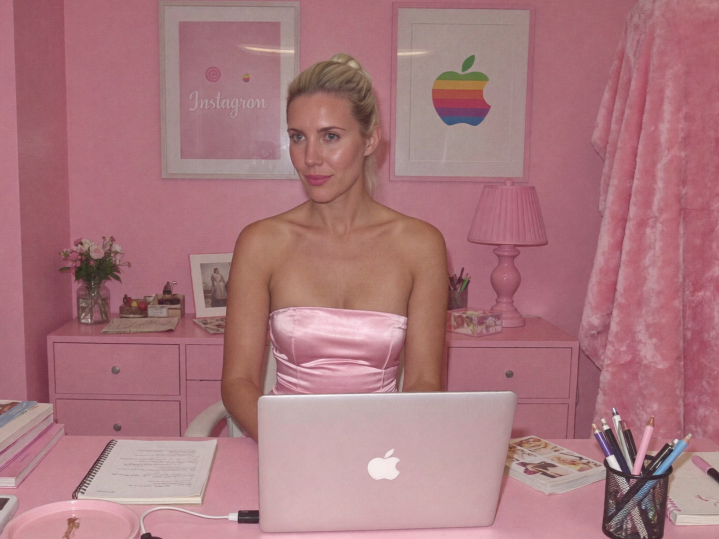 Vehicle surface intervention using hand-drawn ornamental pattern applied across automotive body panels.