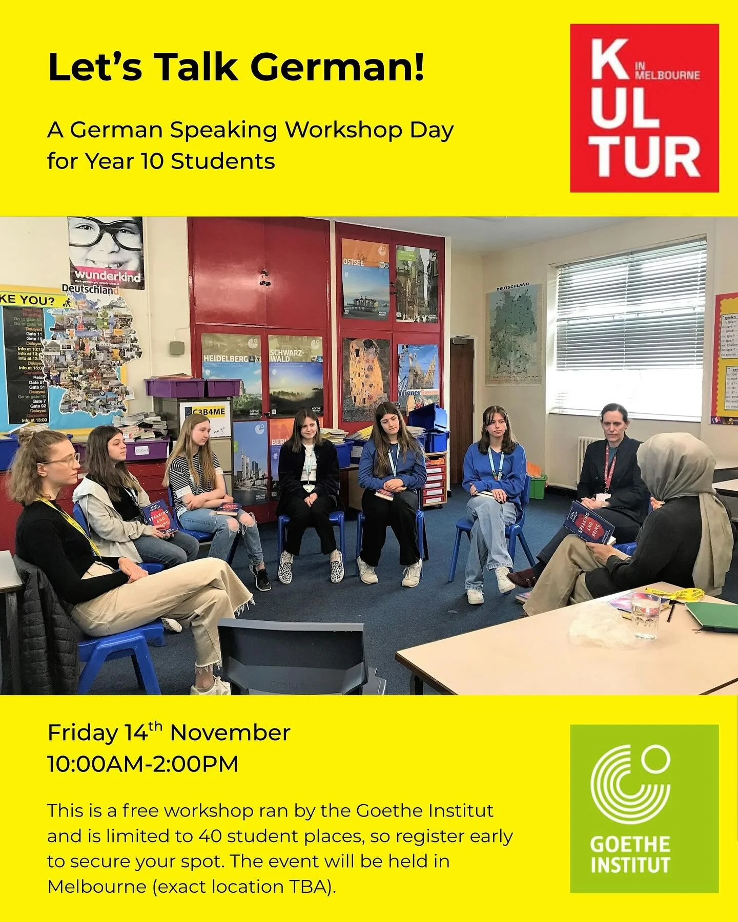 @goetheinstitut_australien is running a German speaking workout for students in Year 10. This is a fantastic and FREE opportunity for students approaching VCE to connect with others and practise their speaking skills. Ensure to register early as this