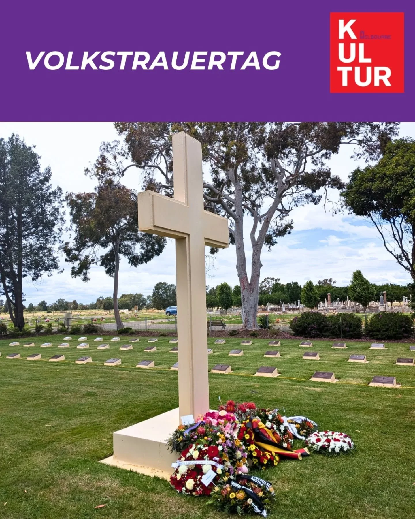Today we gathered at the Tatura German Military Cemetery for 𝘝𝘰𝘭𝘬𝘴𝘵𝘳𝘢𝘶𝘦𝘳𝘵𝘢𝘨 - Germany's national day of mourning - on which we commemorate all victims of war.

The ceremony also remembered the history of the Tatura internment camps and 